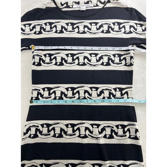 Diane Von Furstenberg 100% Silk Brenna Dress Chain Bands Black Women's 4 - Picture 7 of 8